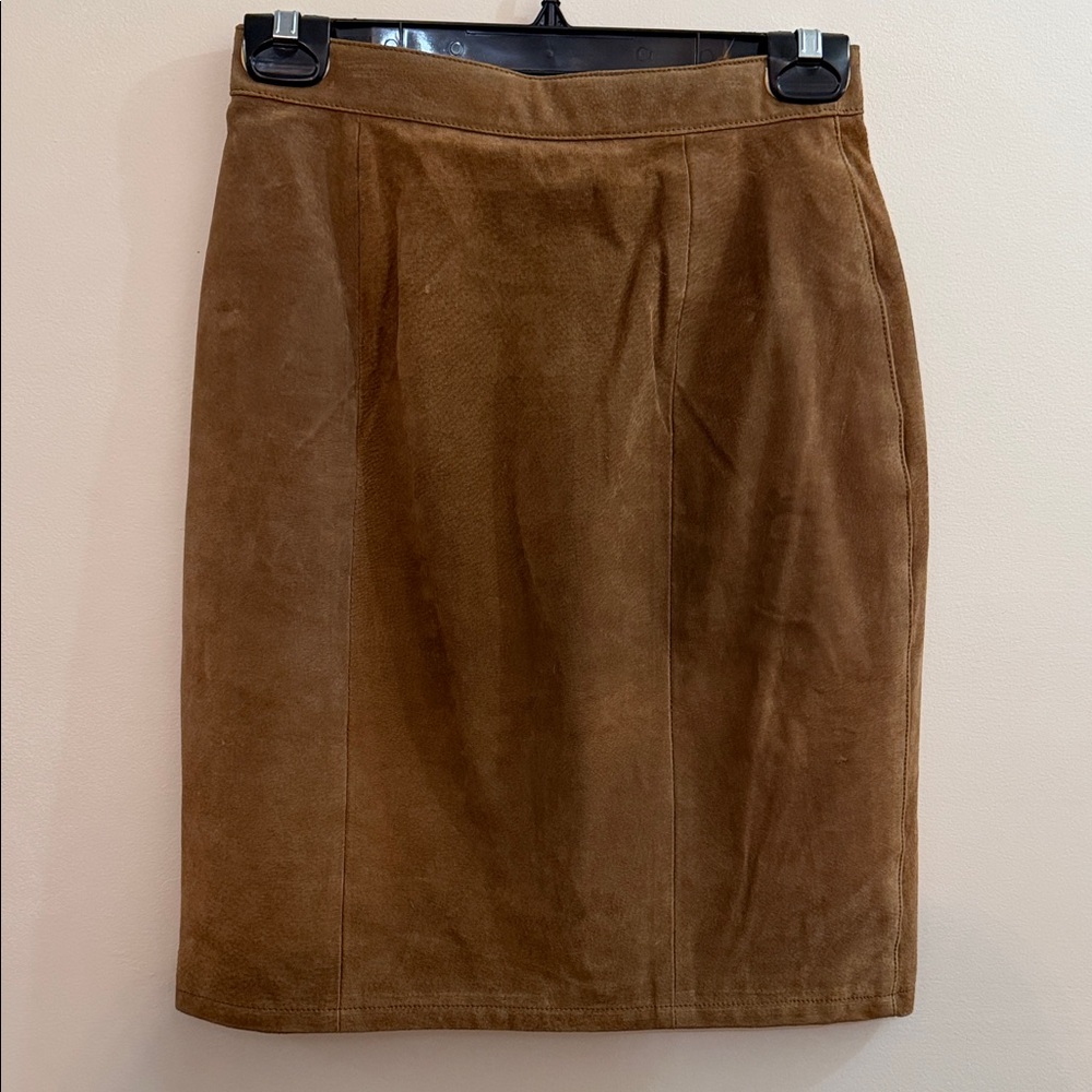 Vintage 90s Brown Suede Skirt- sz 7/8- EUC